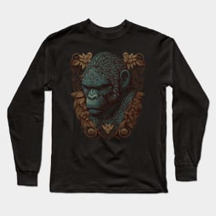 Gorilla decorated with Javanese ornaments Long Sleeve T-Shirt